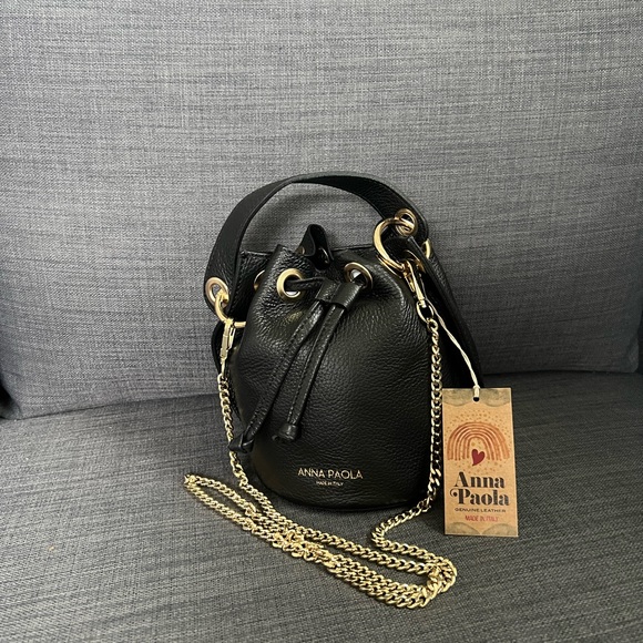 NWT ANNA PAOLA LEATHER BASKET HOBO SHOULDER BAG